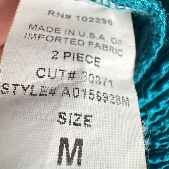 Y2K 2000s Teal Blue Crinkle Tunic Top Womens Size Medium Tie Waist Vibrant USA - Picture 6 of 16